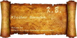 Kloiber Benedek névjegykártya